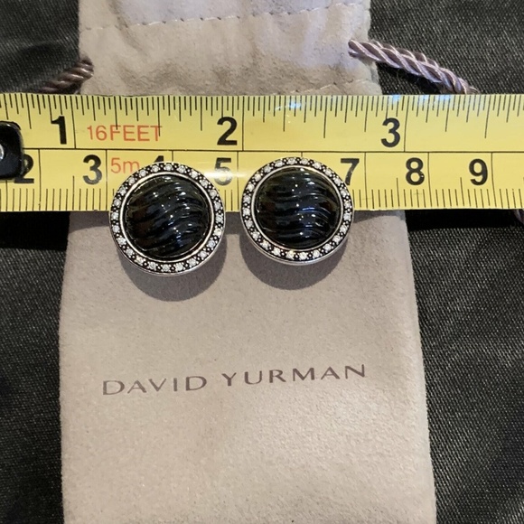 DAVID YURMAN Black Onyx Diamond Button Earrings - Picture 7 of 7